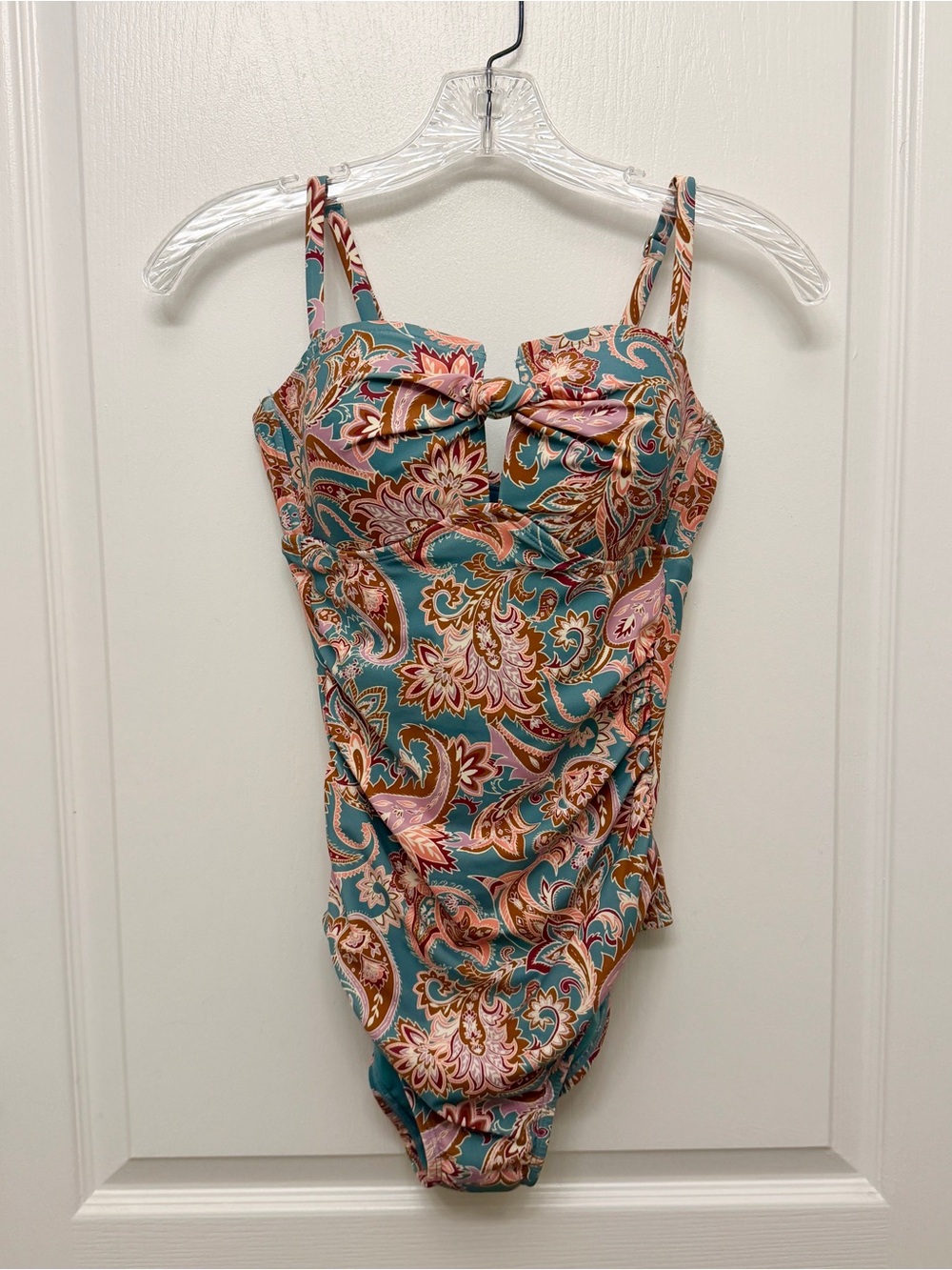 Shade & Shore Women's Shirred Bandeau One Piece Swimsuit Paisley